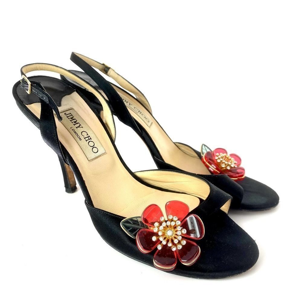 Jimmy Choo 3D Red Lucite Rhinestone Slingback Pump